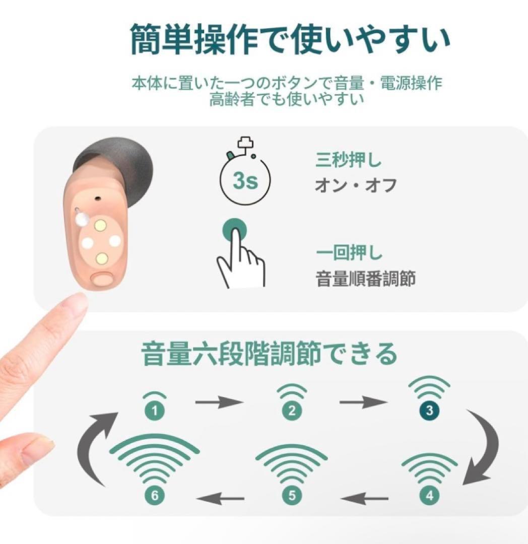 JINGHAO集音器 耳穴式 目立たない デジタルチップ USB充電ケース