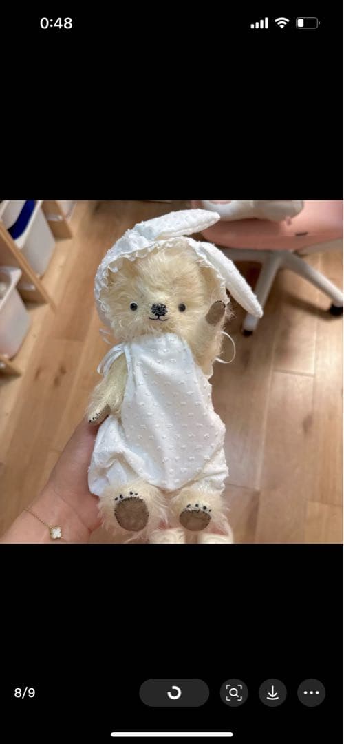 うさみみ帽子のくまとミニ兎 ぬいぐるみ アーティストベア 海外作家様 テディベア