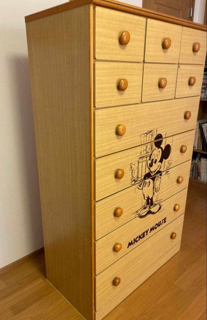 昭和レトロ ミッキーマウス 木製チェスト 11段 送料込み