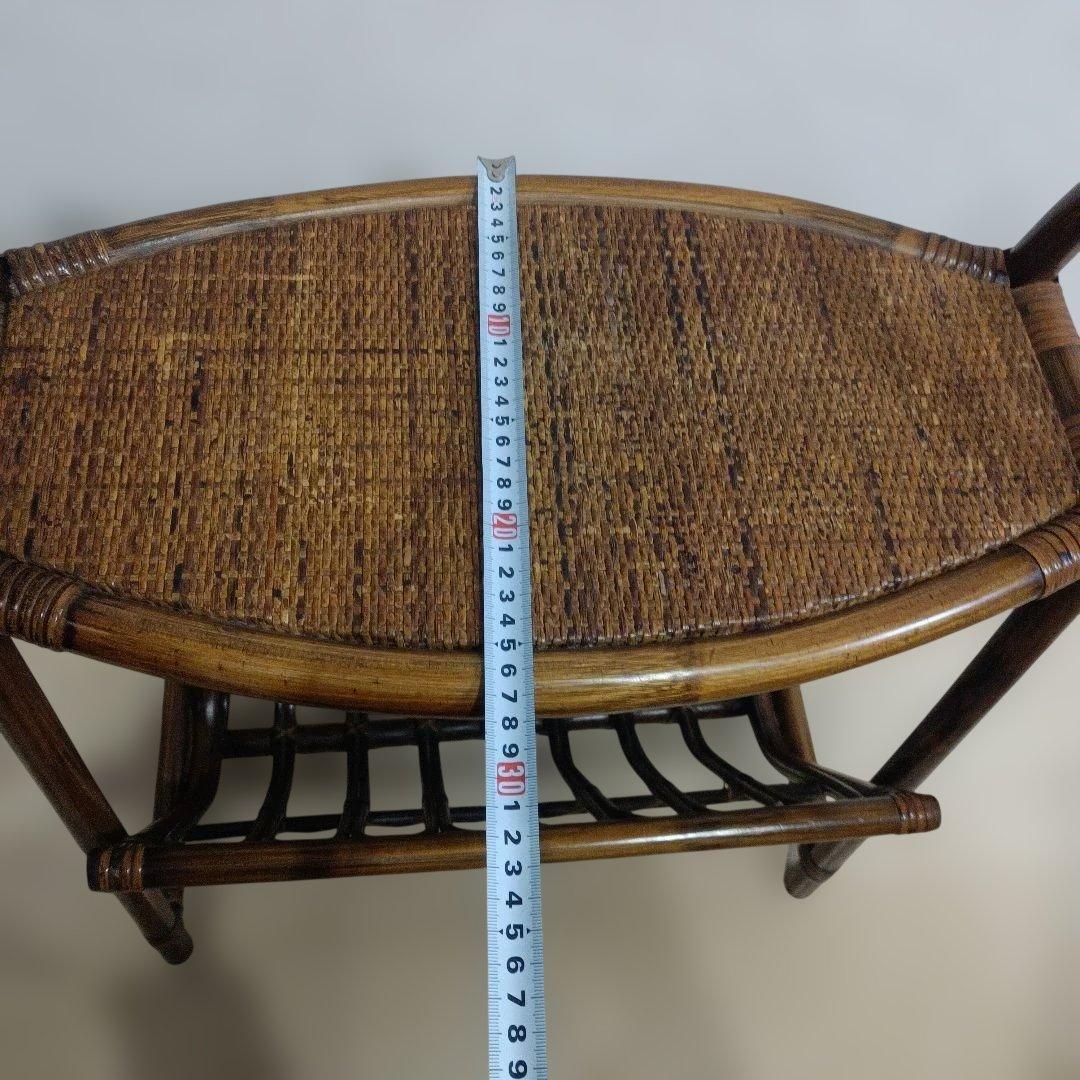 レトロ　ラタン テーブル付きマガジンラック ブラウン　ヴィンテージ