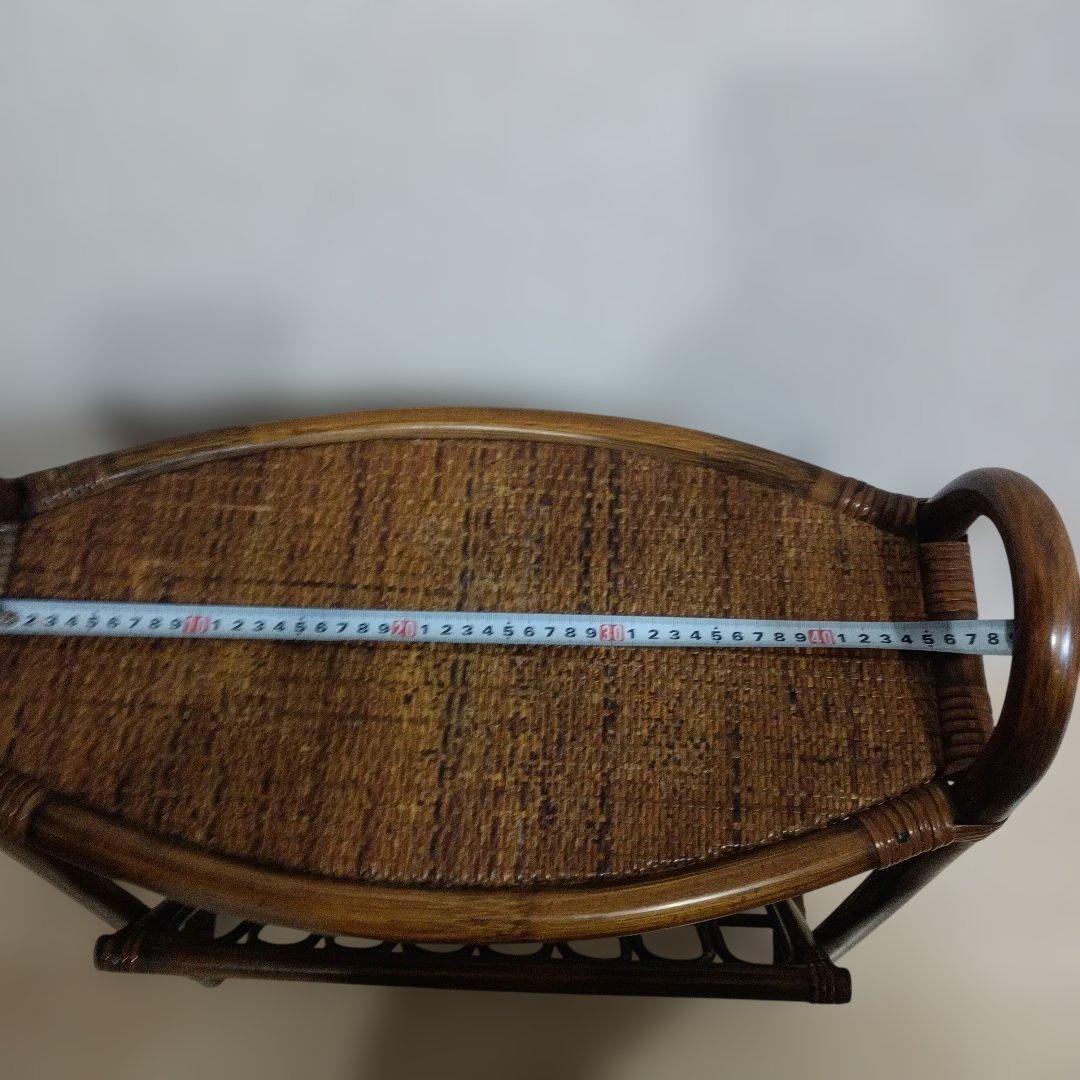 レトロ　ラタン テーブル付きマガジンラック ブラウン　ヴィンテージ