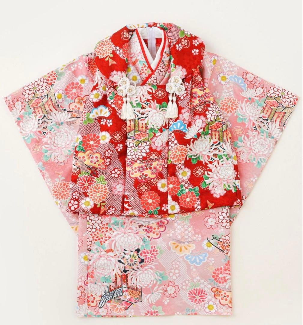 キャサリンコテージ　いにしえ華車・桃✖️赤　草履シューズセット