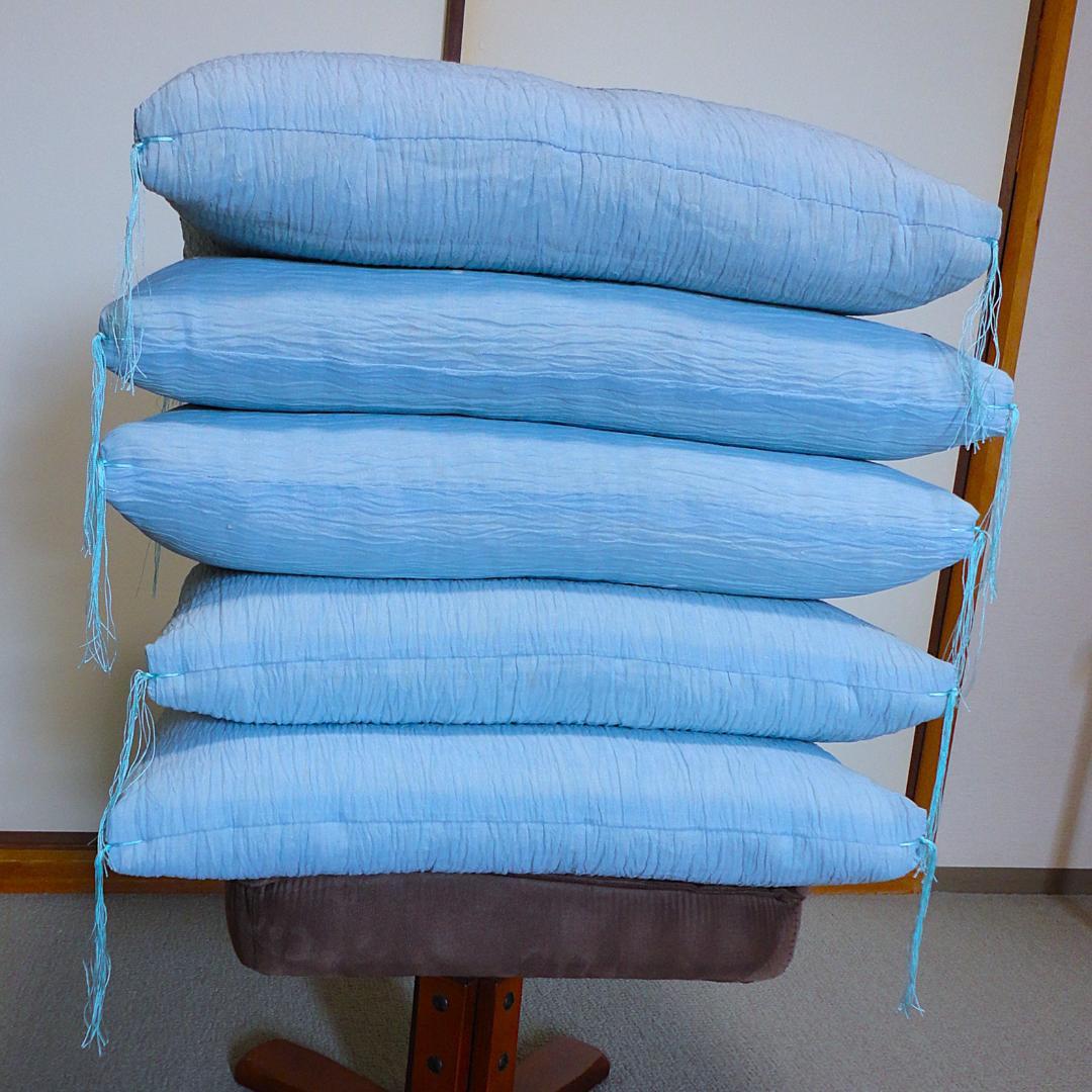 高級誂え婚礼座布団　5枚セット 　春夏用 水色 花柄