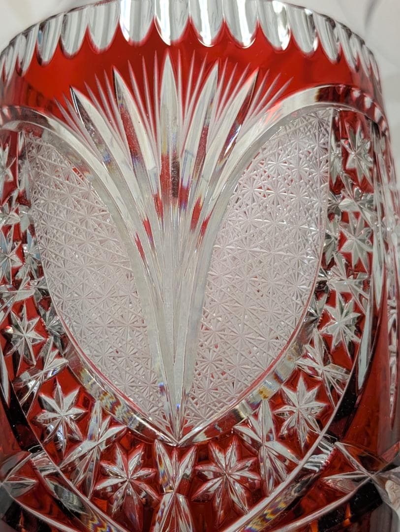 KONIG　ケニッヒ　クリスタル　切子　ガラス　花瓶　レッド　ドイツ