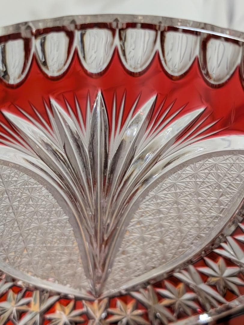 KONIG　ケニッヒ　クリスタル　切子　ガラス　花瓶　レッド　ドイツ
