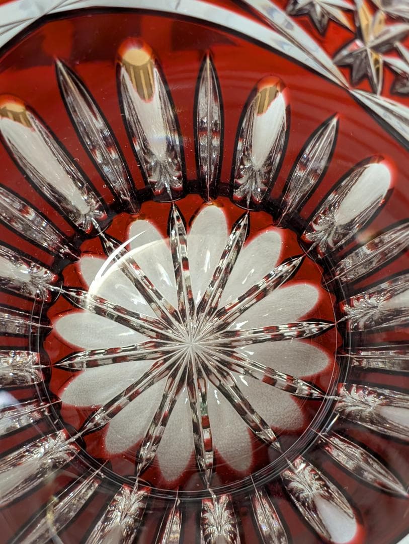 KONIG　ケニッヒ　クリスタル　切子　ガラス　花瓶　レッド　ドイツ