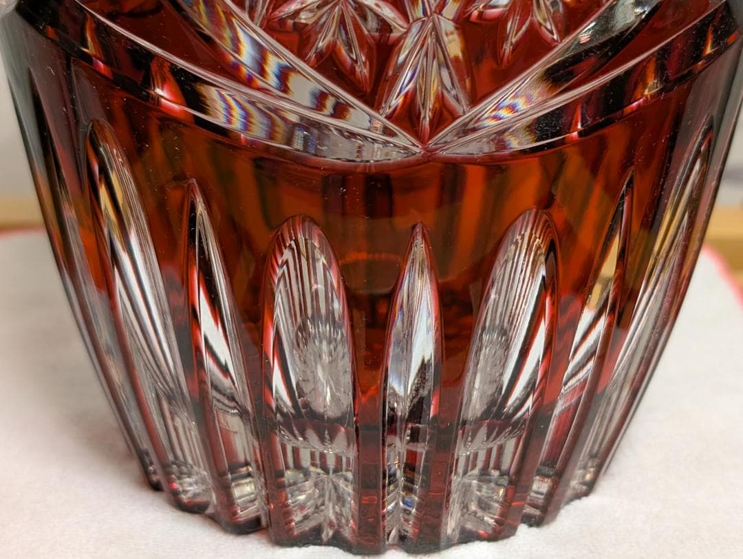 KONIG　ケニッヒ　クリスタル　切子　ガラス　花瓶　レッド　ドイツ