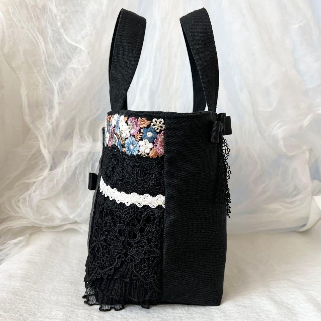 ゆ*ら様 インド 刺繍 リボン ミニ トート バッグ フリル コヤンイサムチョン