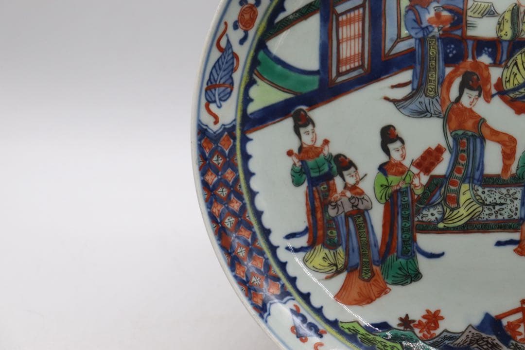 中国　色絵　大清雍正年製銘　人物圖大皿　送料込み260323