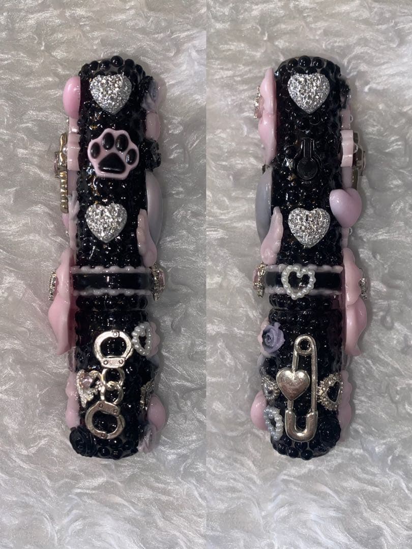 iQOSイルマワンケースデコ 地雷系 プリキュア ピンクブラック リボンハート