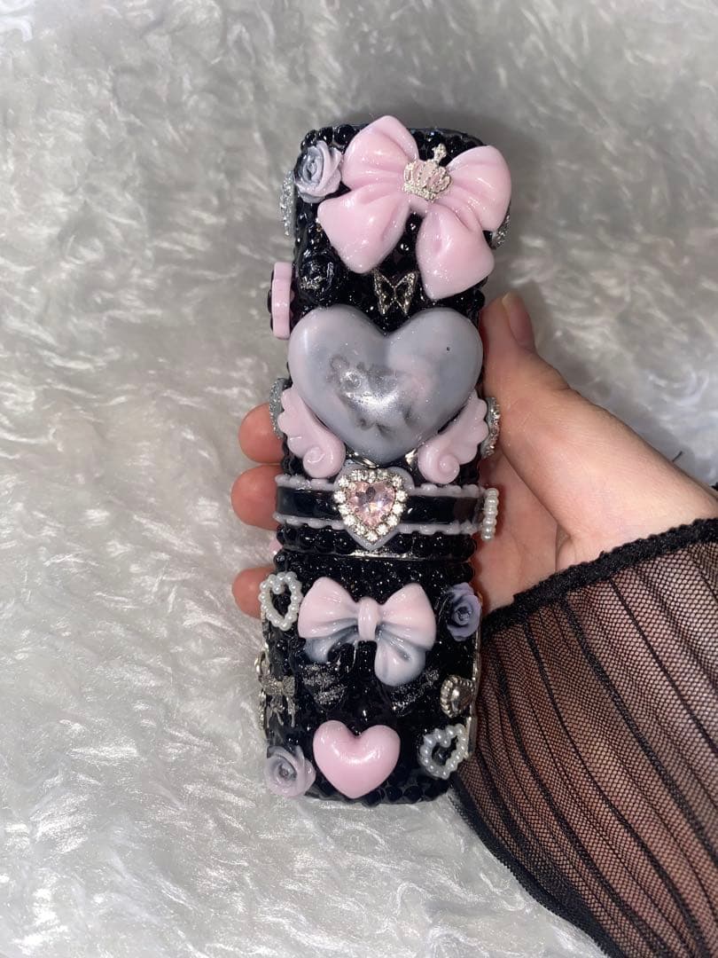 iQOSイルマワンケースデコ 地雷系 プリキュア ピンクブラック リボンハート