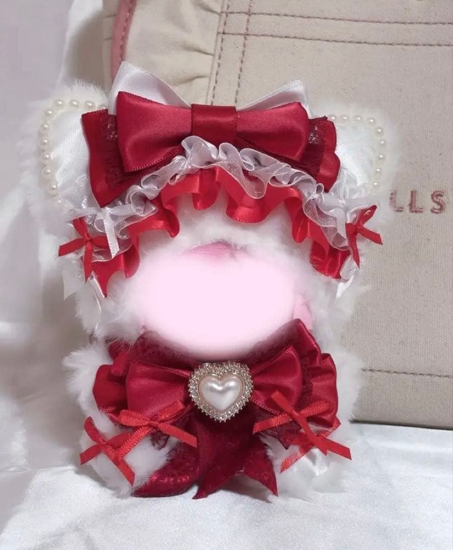 おすわり ぬい服 ちびぐるみ 猫 赤 ㊱