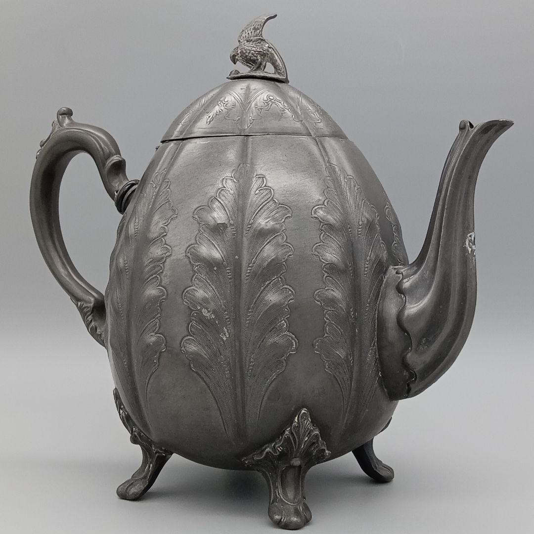 イギリス アンティーク ピューター製 ティーポット パンプキン型 1930年代