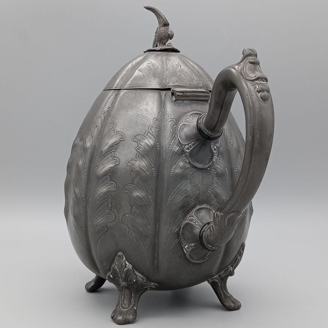 イギリス アンティーク ピューター製 ティーポット パンプキン型 1930年代