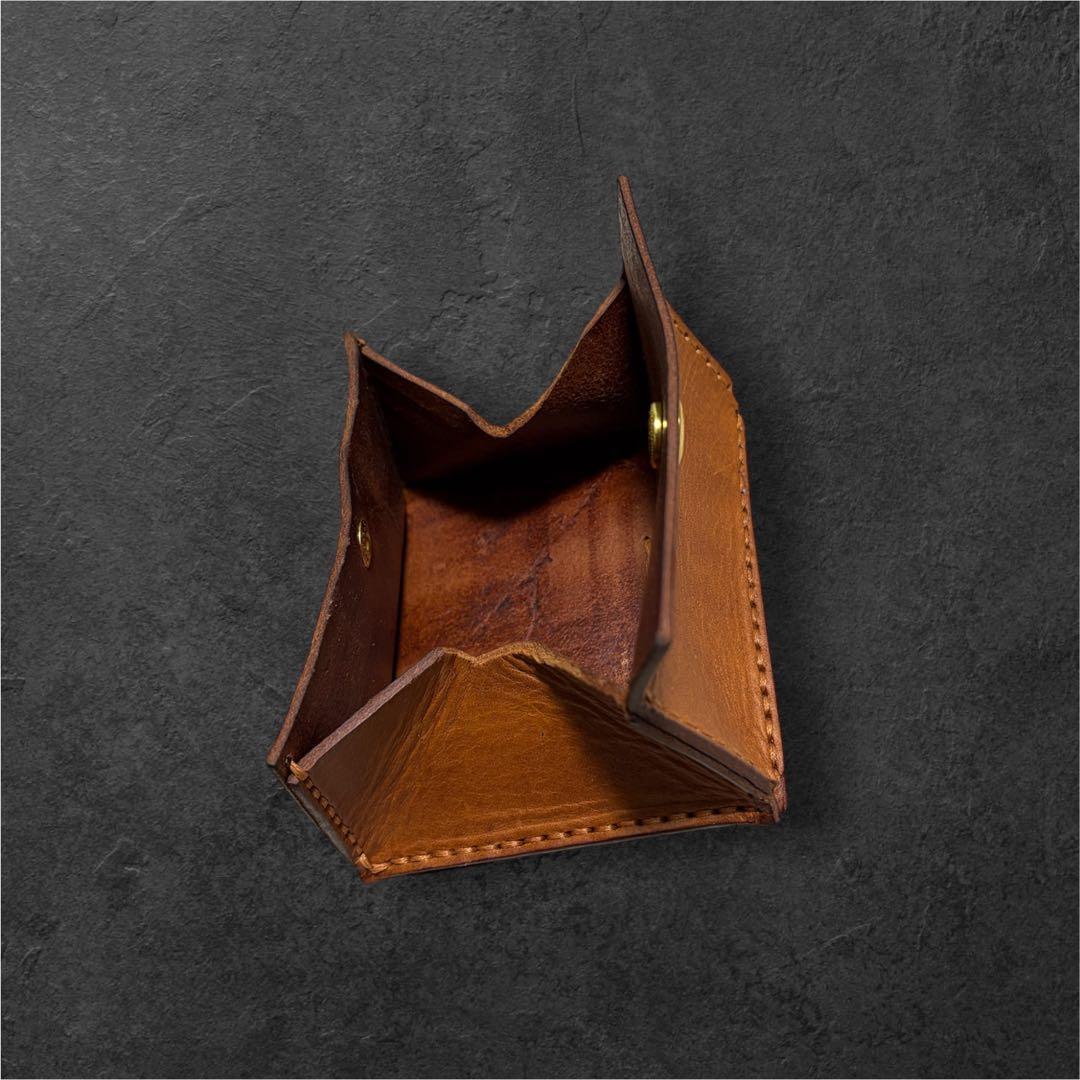 spirito libero ブラウンレザー ミニ財布 ボタン留め