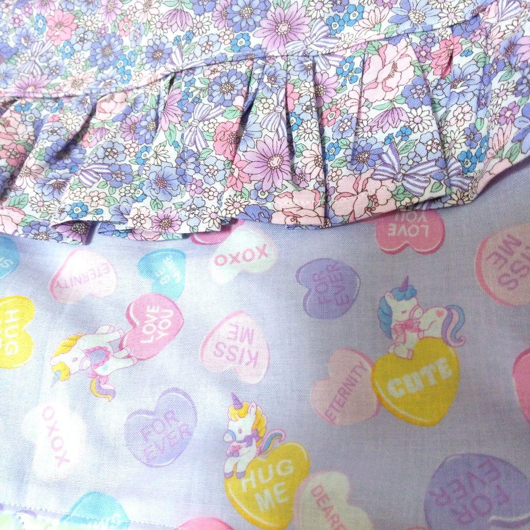 入園入学　紫ユニコーンキルティングレッスンバックお着替え袋上履きいれ2つ 給食袋