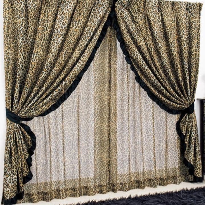 新品未使用ヒョウ柄 レースカーテン 200x200 オシャレ可愛いギャル