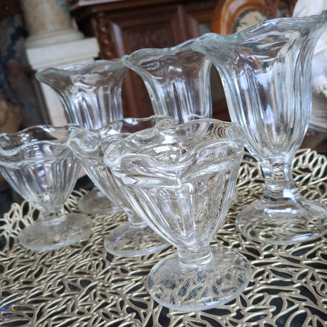 パフェグラス　サンデーグラス　ヴィンテージ　トール＆ショート４脚セット