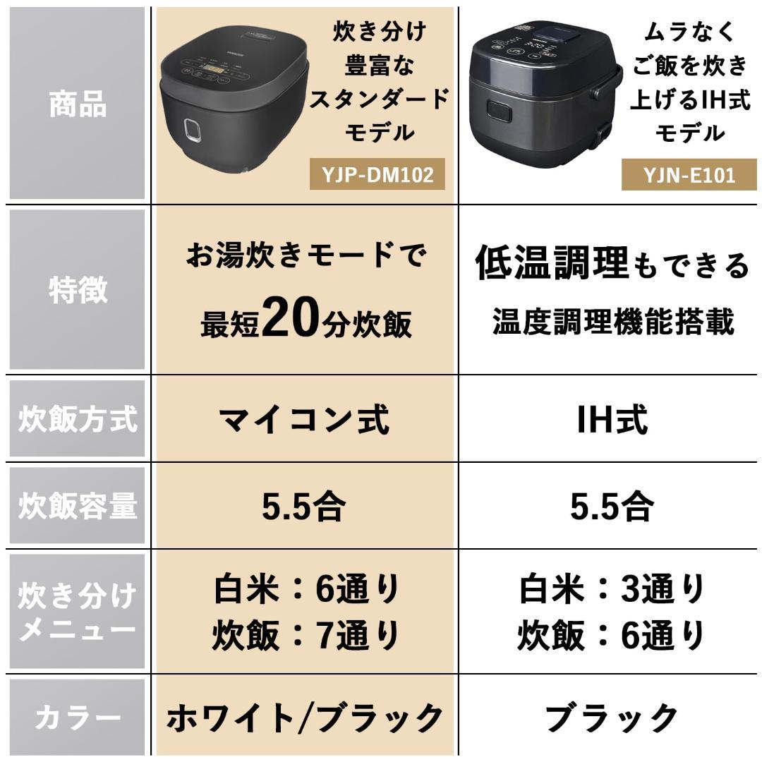 山善 炊飯器 5.5合 マイコン式 ブラック YJP-DM102(B)