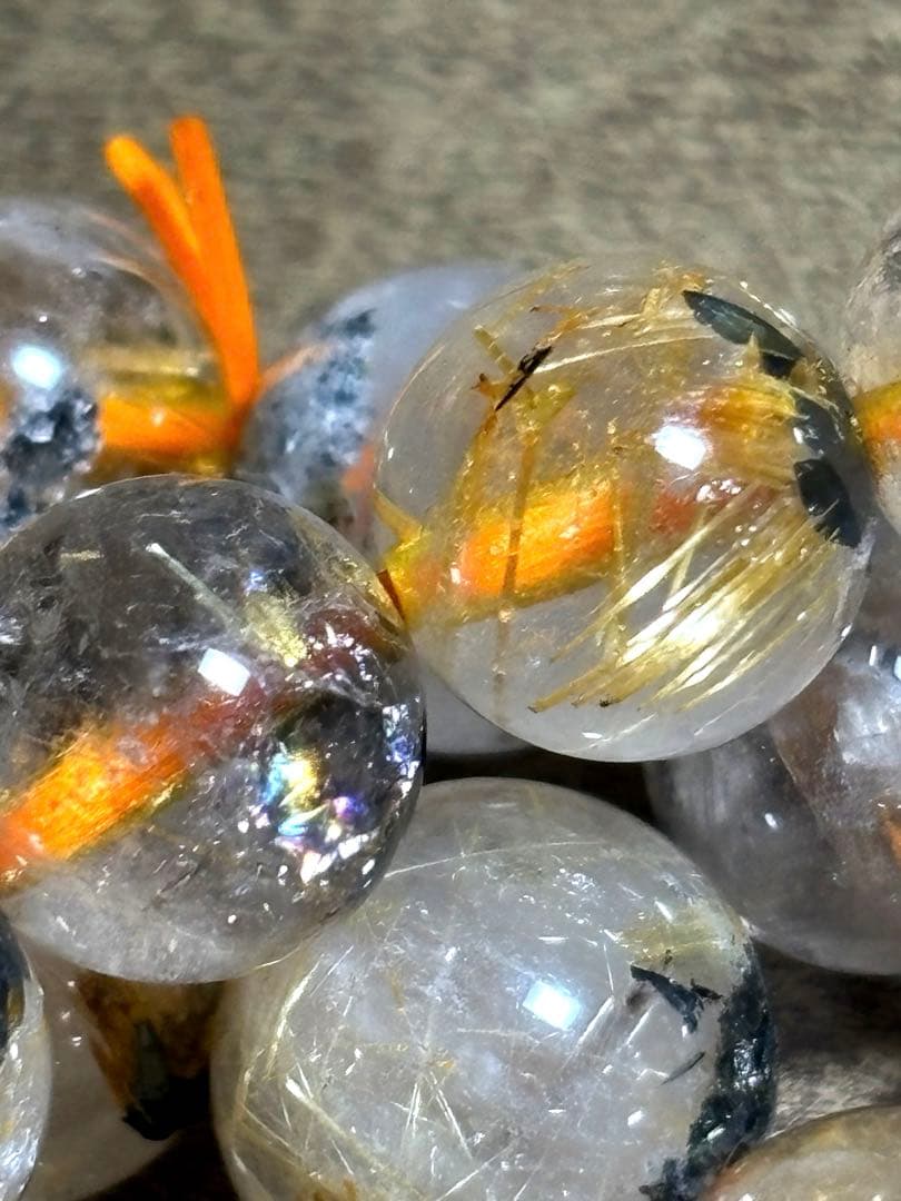 ゴールドタイチンルチルブレス7㎜〜9.5㎜（新品未使用）7本まとめ売り！！金運