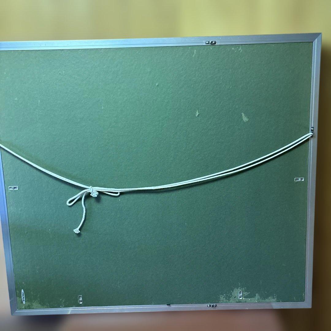 油彩画 紫陽花 風景画 額装 アルミフレーム サイン有