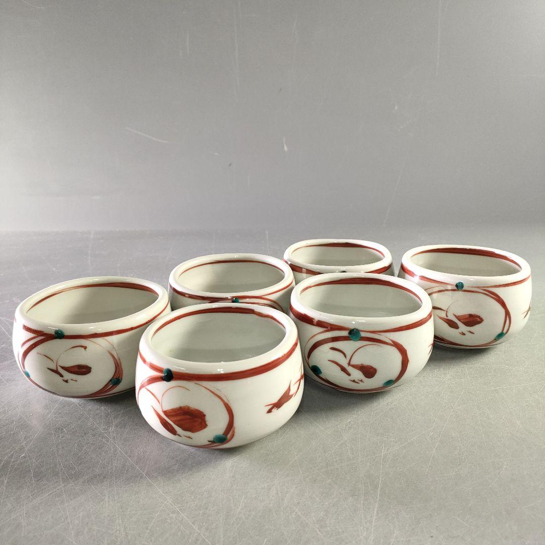 A1218-1/廣永窯 造/色絵鳥紋小鉢6客/共箱/向付/銘々皿/飾鉢/懐石道具