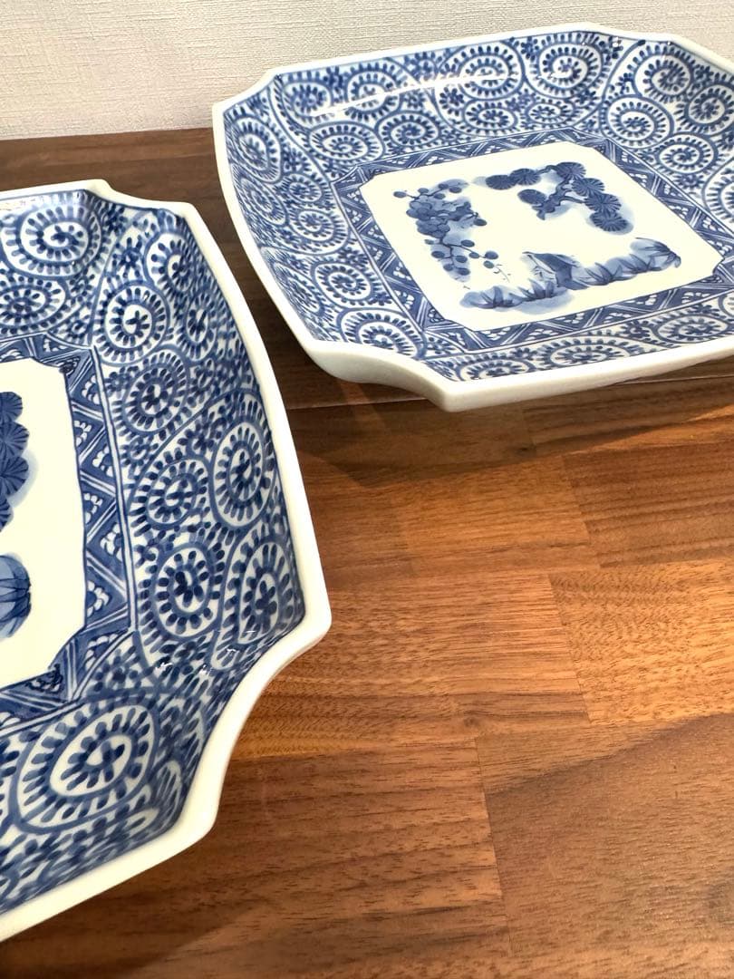 【新品未使用品】FOURGRACE 蛸唐草　松竹梅　隅切盛皿