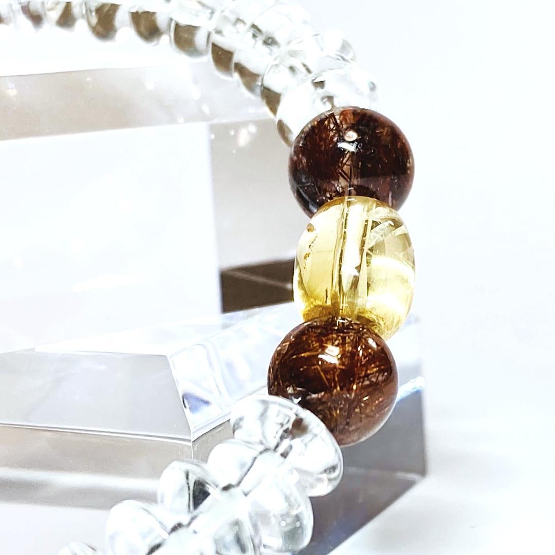 【赤の情熱と茶の物語】レッドルチル 茶水晶 天然石ブレスレット