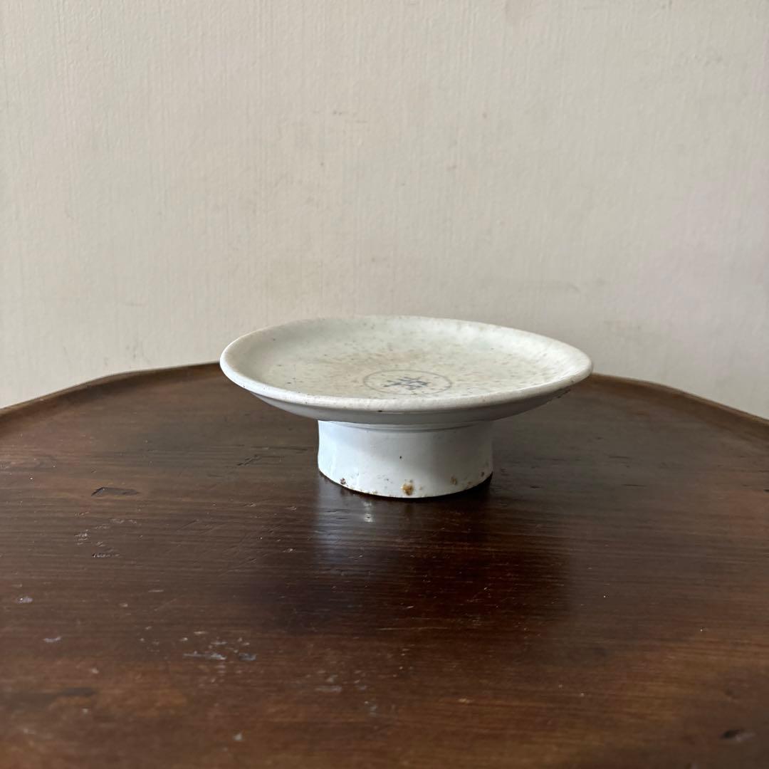 李朝染付祭器台皿　その⑧ 白磁　古美術　アンティーク　朝鮮古陶磁　検:白洲正子