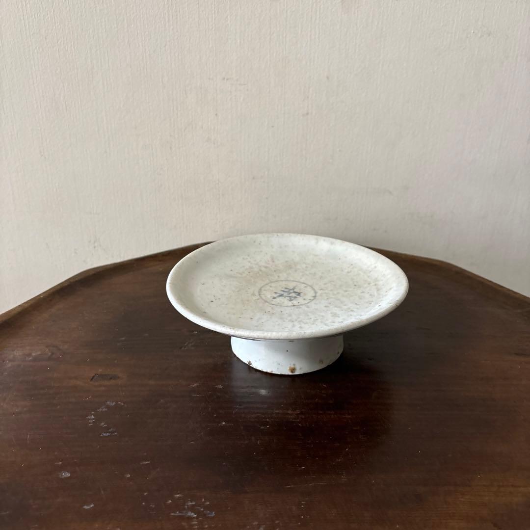 李朝染付祭器台皿　その⑧ 白磁　古美術　アンティーク　朝鮮古陶磁　検:白洲正子