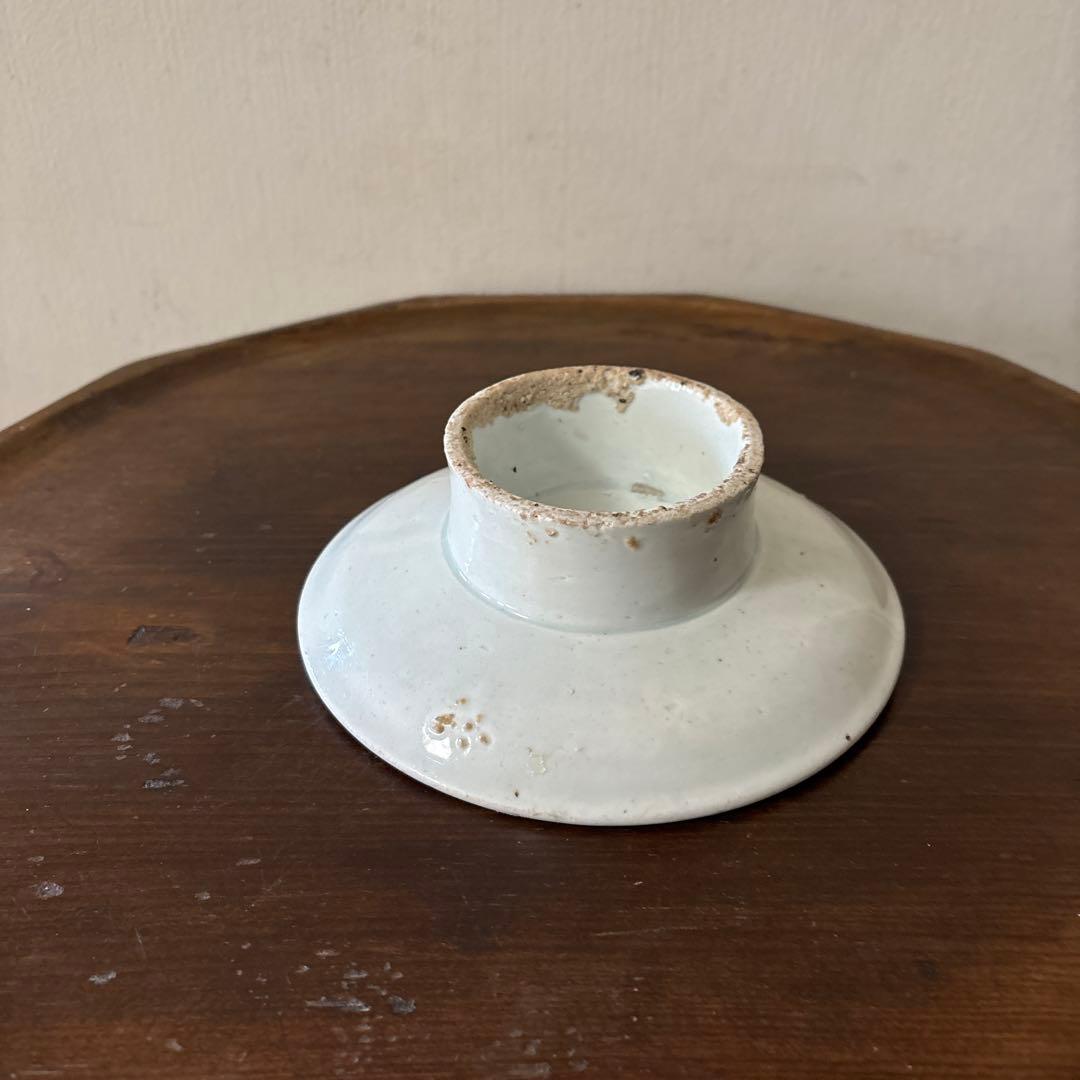 李朝染付祭器台皿　その⑧ 白磁　古美術　アンティーク　朝鮮古陶磁　検:白洲正子