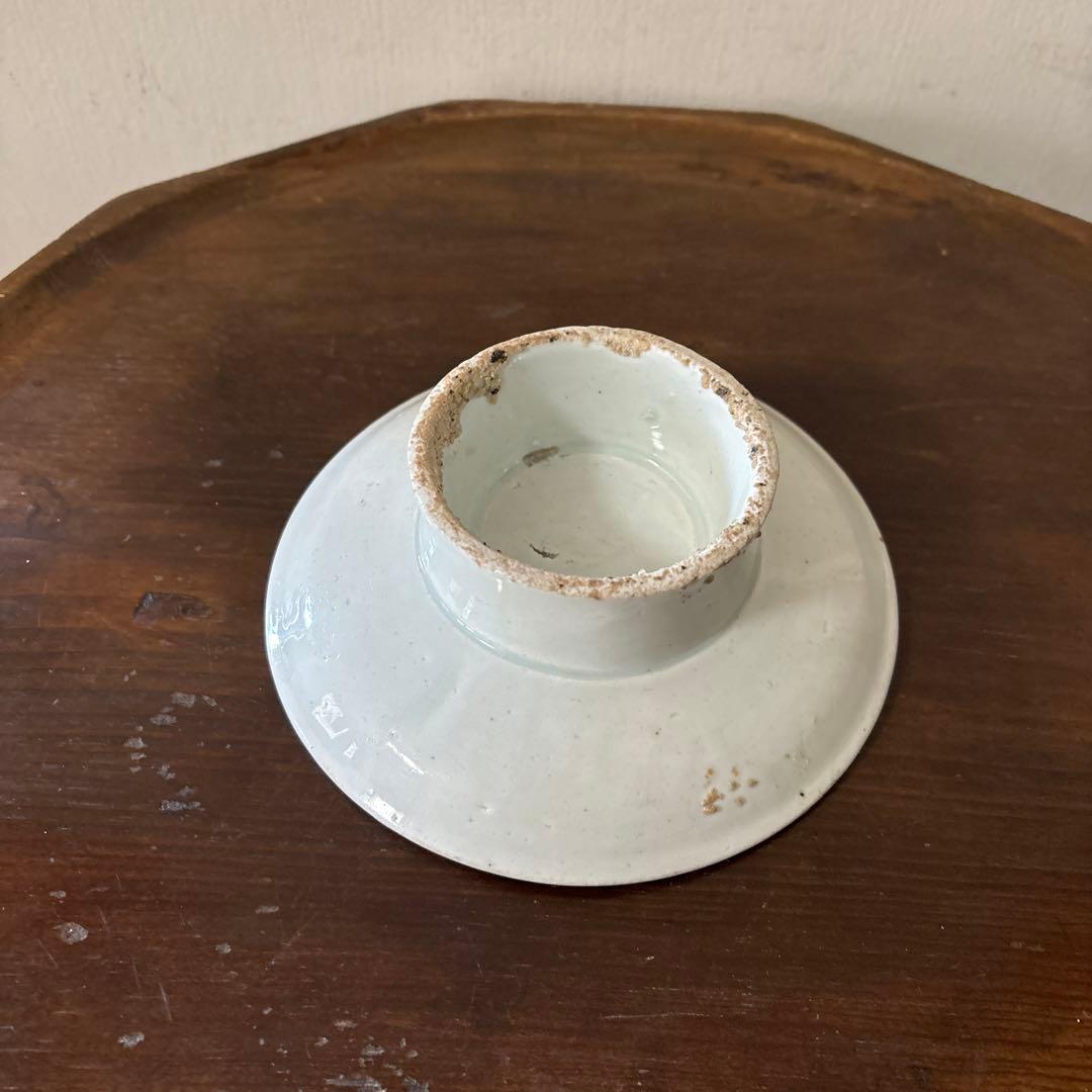 李朝染付祭器台皿　その⑧ 白磁　古美術　アンティーク　朝鮮古陶磁　検:白洲正子