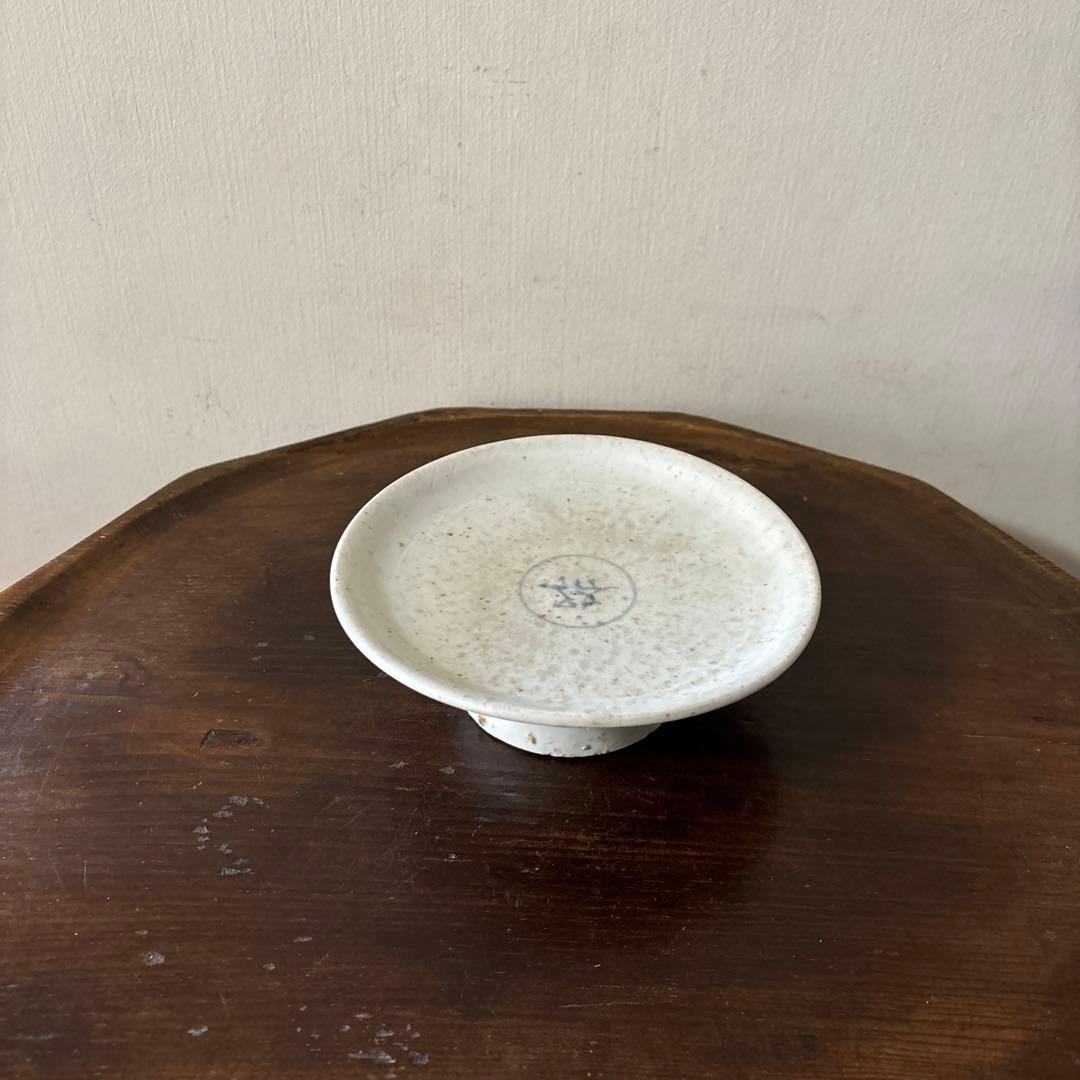 李朝染付祭器台皿　その⑧ 白磁　古美術　アンティーク　朝鮮古陶磁　検:白洲正子