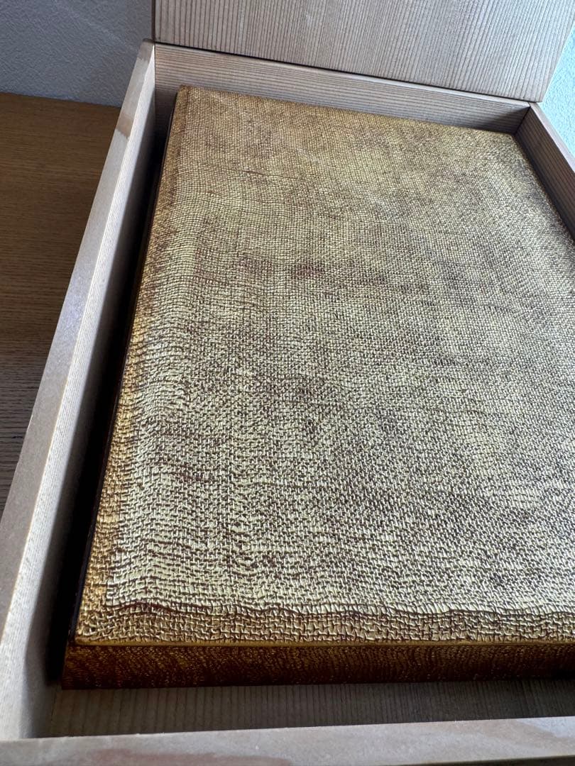 448平安象彦　金箔地　手許箱　未使用品　共箱　長期保管品