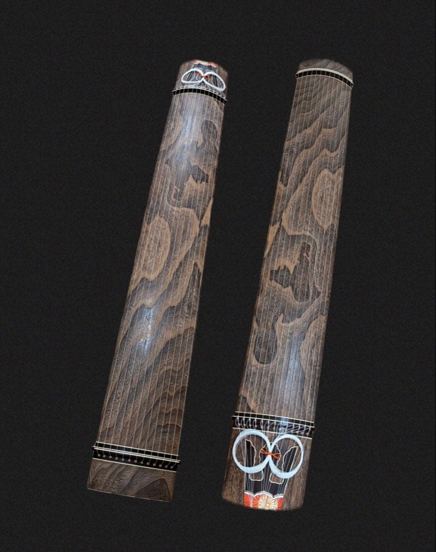 上角巻 【留甲】 すだれ彫 蒔絵 銘有13絃 箏 琴 付属品多数
