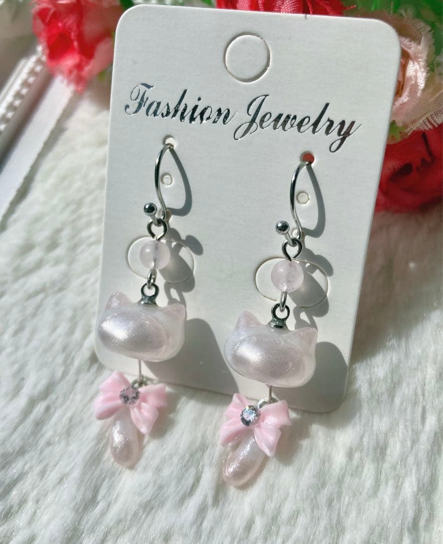 Aちまっと♡シャンパンカラーシャムねこちゃん風♡ピアス/イヤリング