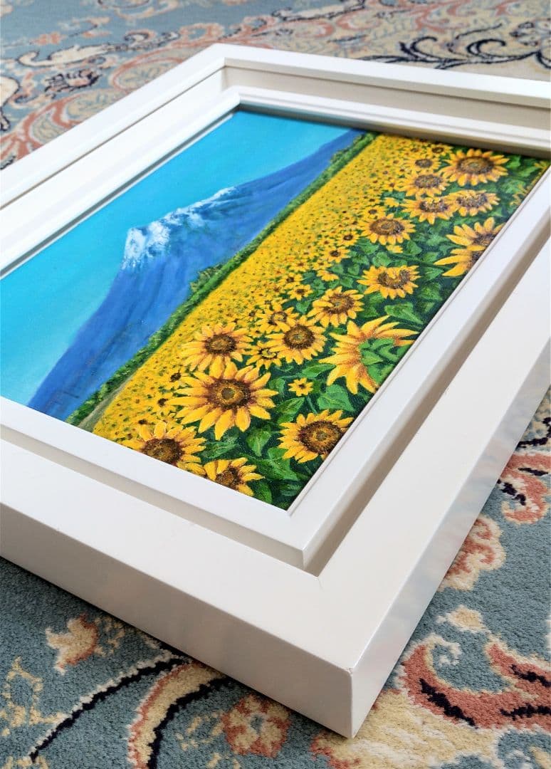 油彩画「ヒマワリ」絵画 油彩画 油絵 花 風景画 Ｆ４号原画