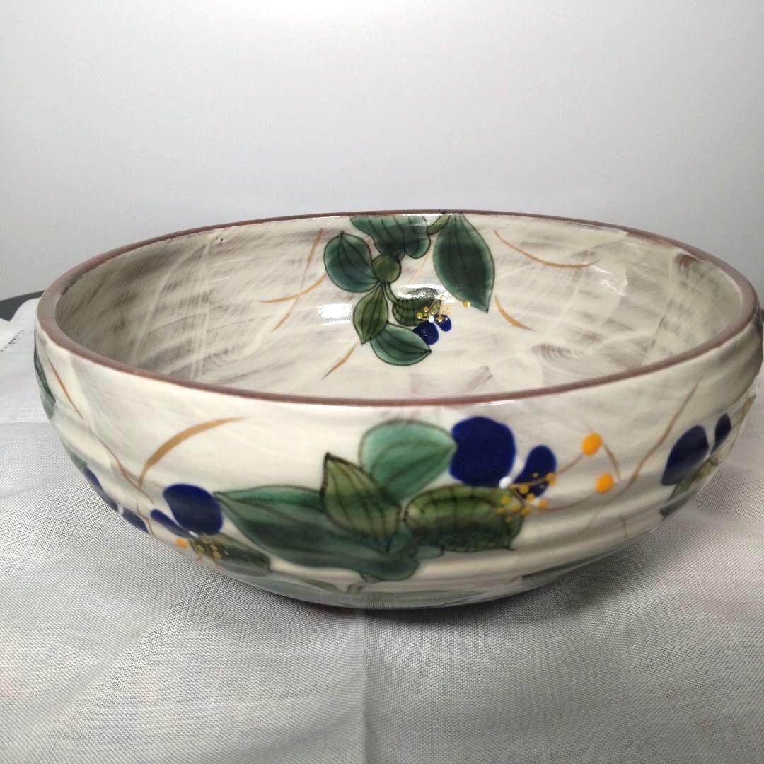 陶あん 京焼 清水焼 鉢 ボウル  皿 １枚 花 パープル