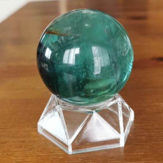 台座付き 雑色有 虹入り フローライト 丸玉 C