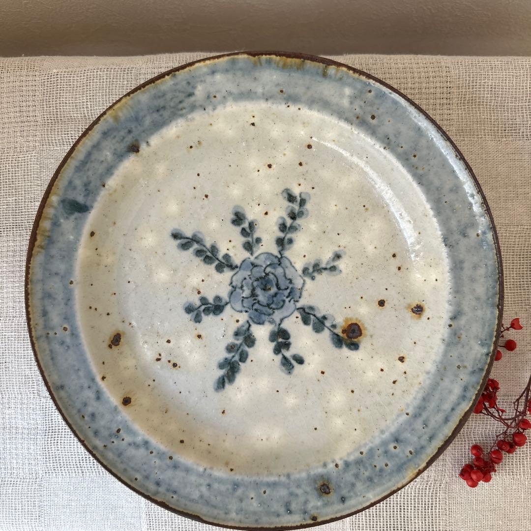 市野吉記　コウホ窯　安南手　プレート　平皿　アンティーク皿