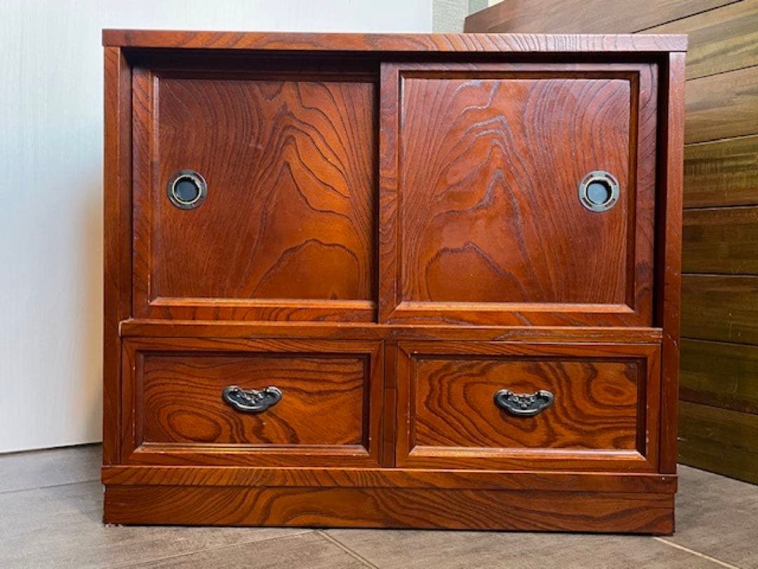 超美品◾️欅材のキレイな木目　茶箪笥/茶タンス　和箪笥サイドボード/ベッドサイド