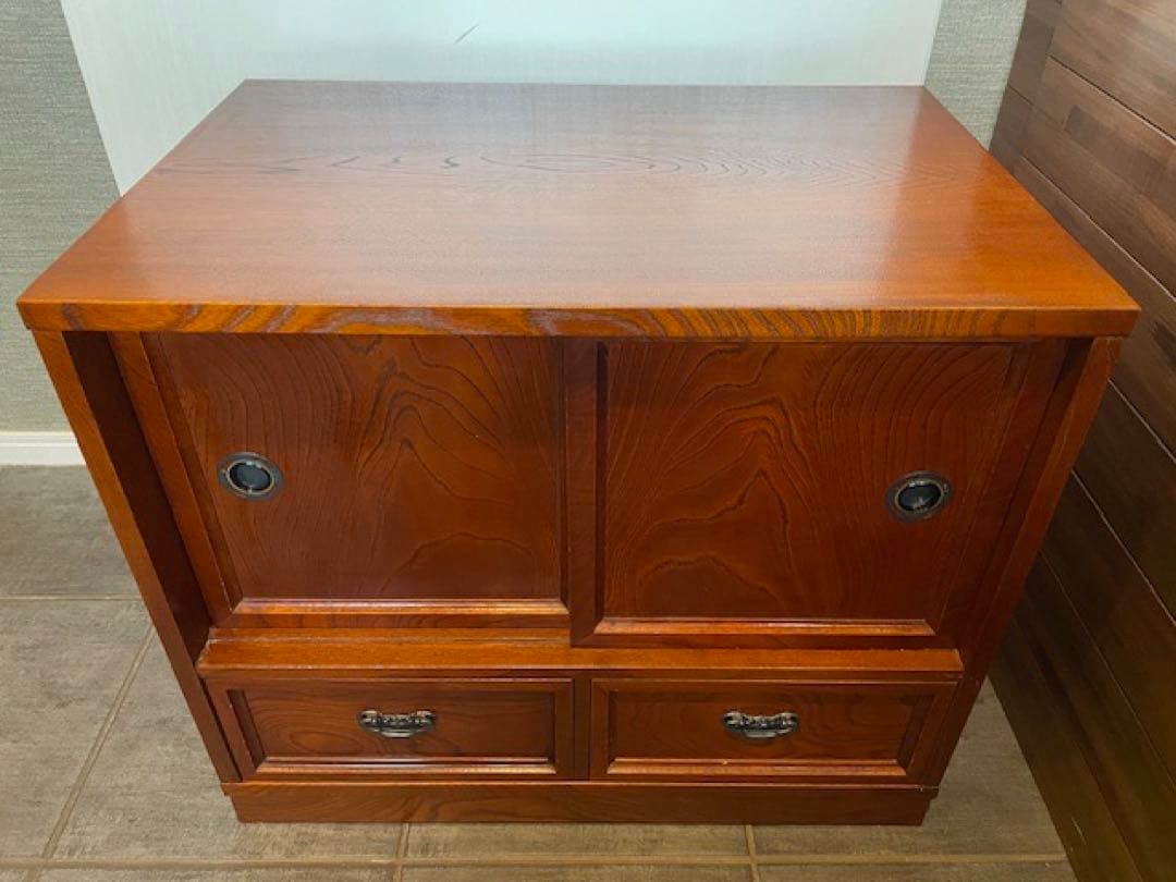 超美品◾️欅材のキレイな木目　茶箪笥/茶タンス　和箪笥サイドボード/ベッドサイド