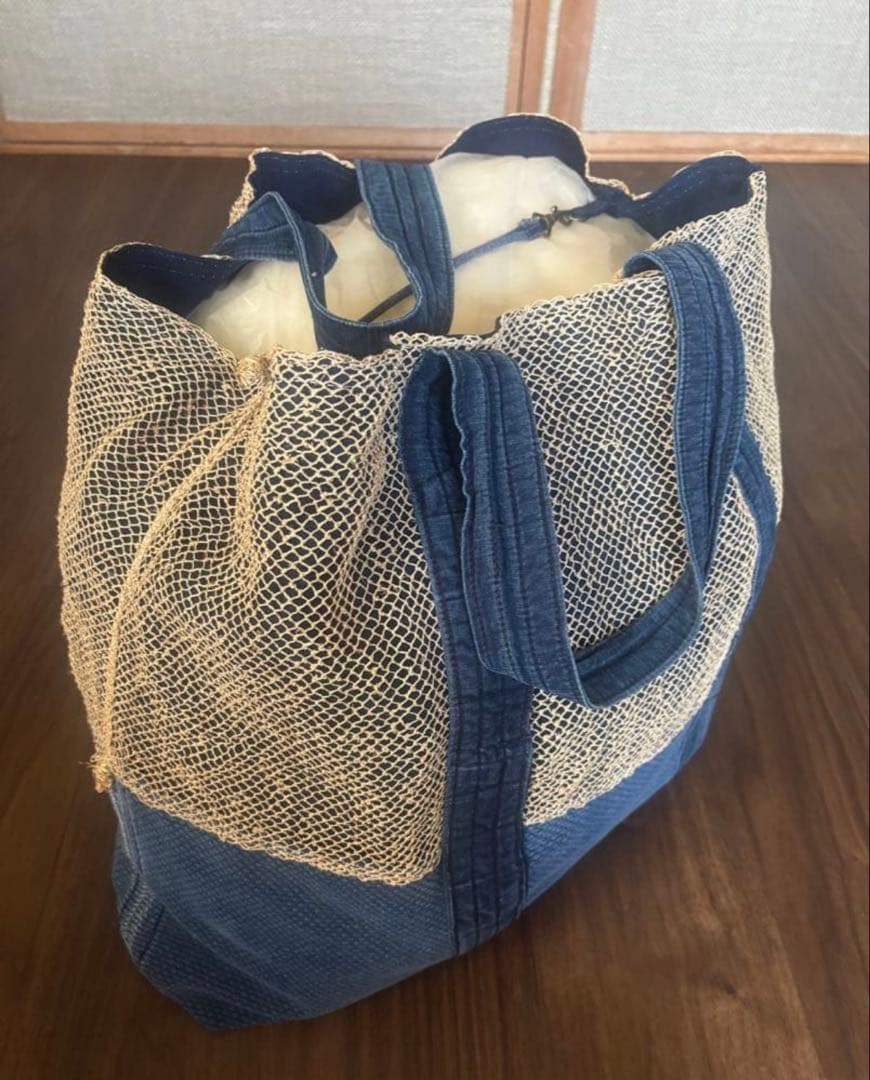 ハンドメイド　剣道着　リメイク　葛布　大きなトートバック