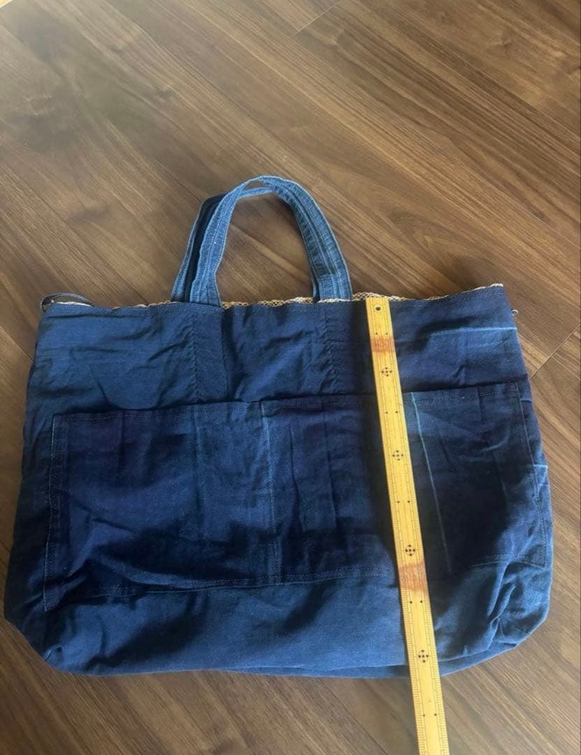 ハンドメイド　剣道着　リメイク　葛布　大きなトートバック