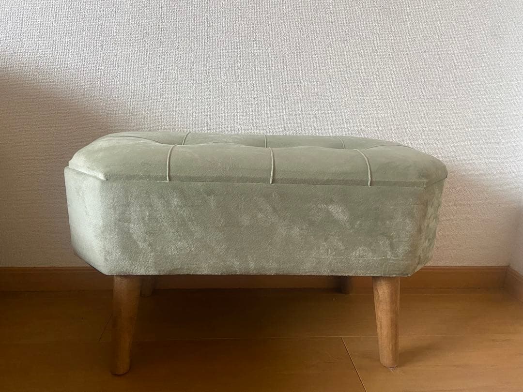 新品未使用未開封アンティークスツールライトベージュ/ベルベット椅子サリュ