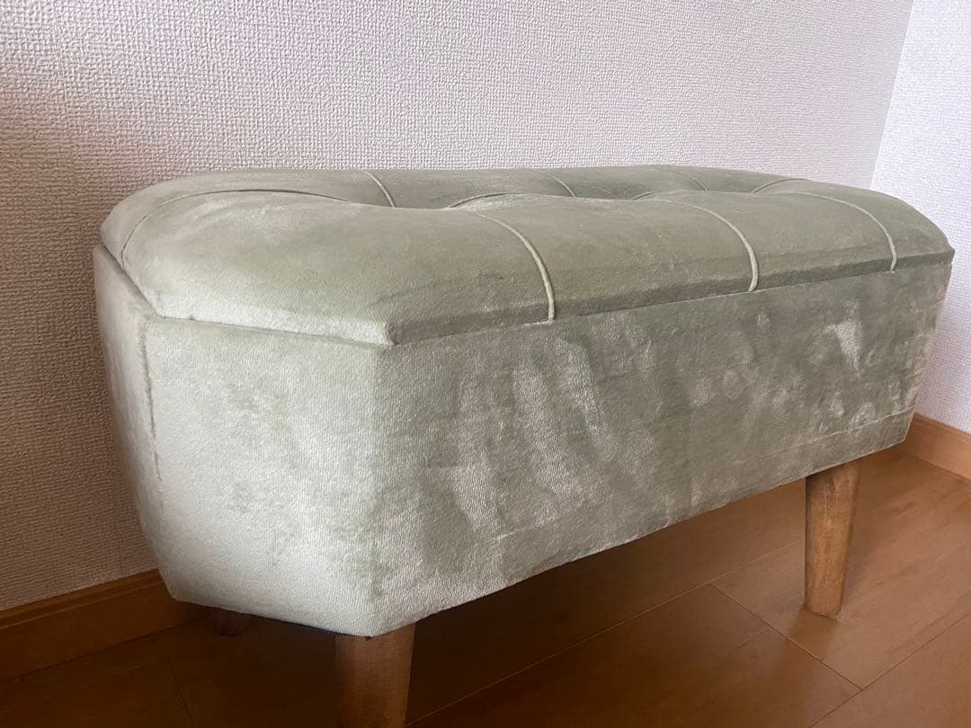 新品未使用未開封アンティークスツールライトベージュ/ベルベット椅子サリュ