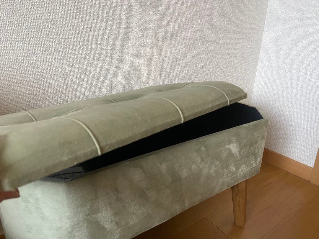 新品未使用未開封アンティークスツールライトベージュ/ベルベット椅子サリュ