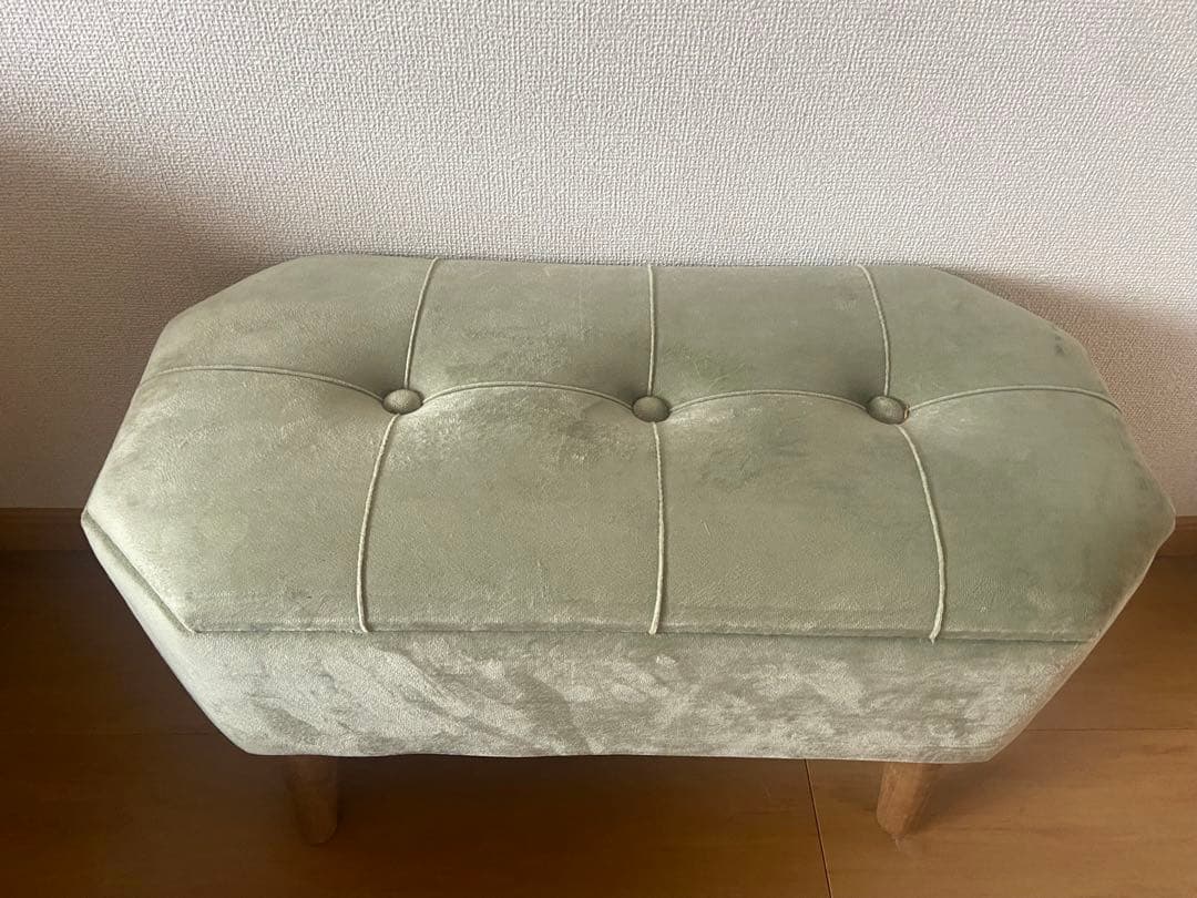 新品未使用未開封アンティークスツールライトベージュ/ベルベット椅子サリュ