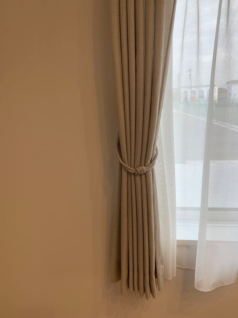 カーテン　オーダーメイドカーテン　遮光　断熱 節電効果 減音 ベージュ　フック