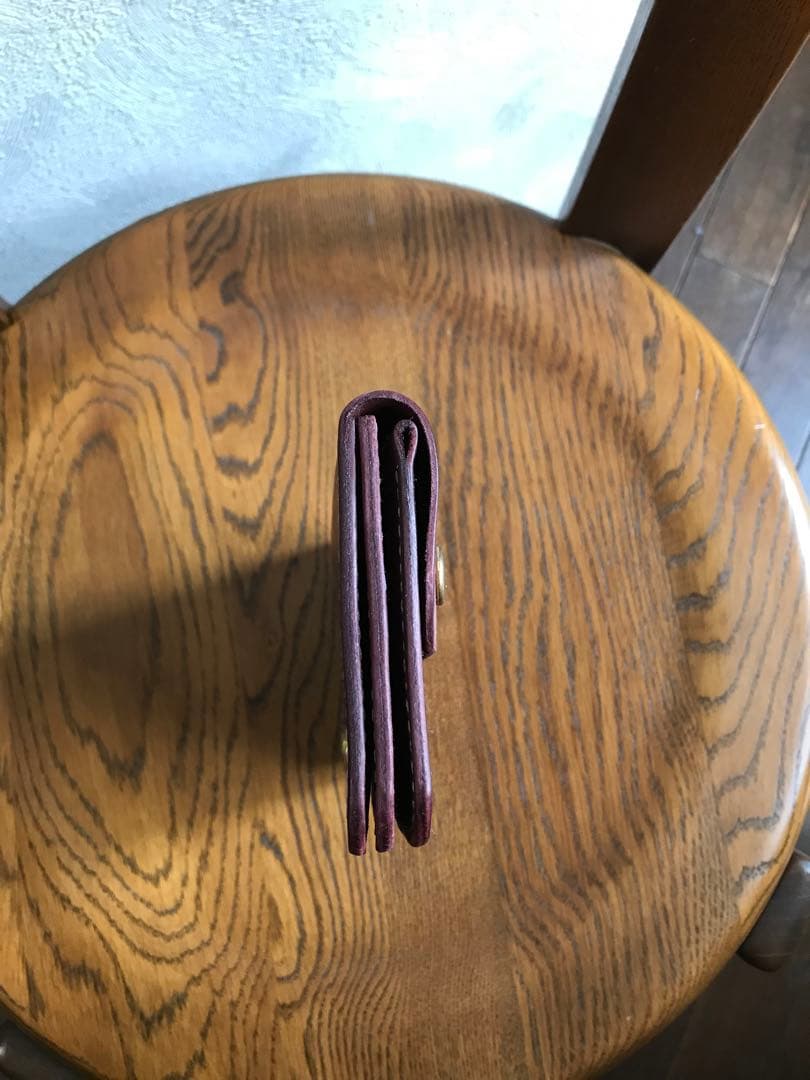 レザー　ハンドメイド　トラッカーウォレット　ワインレッド